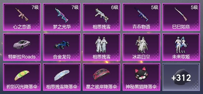 和平精英2载具 5升级枪 3粉装 2飞行器 210枪皮 137套装 64999热力 18印记 黄金