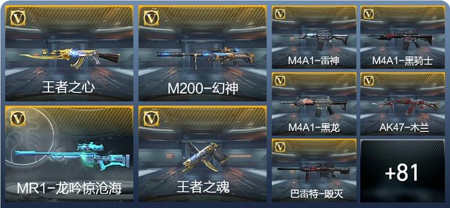 穿越火线：枪战王者V1 6王者武器 121英雄武器 1英雄角色 107万化 枪圣SSS