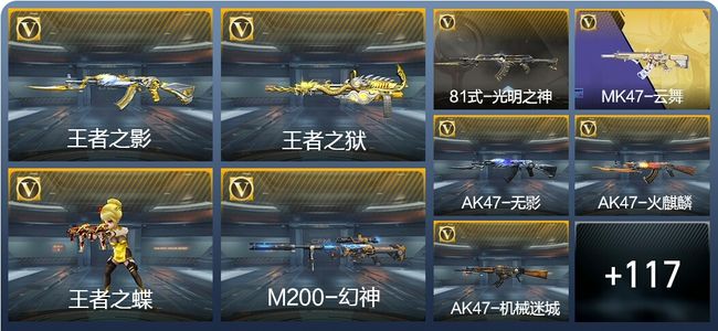 穿越火线：枪战王者V2 5王者武器 170英雄武器 2英雄角色 225万化 枪皇SSS