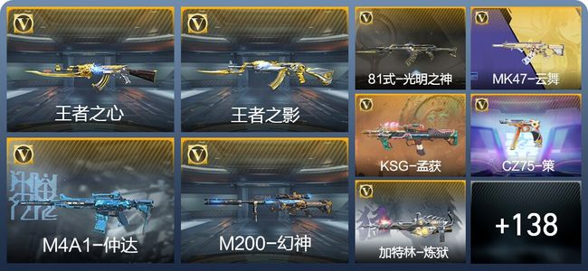 穿越火线：枪战王者V6 4王者武器 200英雄武器 8英雄角色 277万化 精英