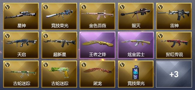 穿越火线（CF）1王者武器 1炫金武器 14V武器 6皮肤 可排位 新锐