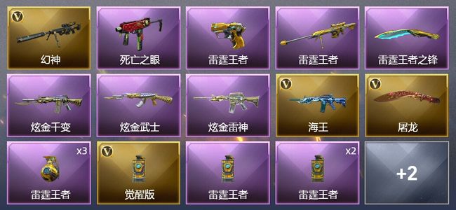 穿越火线（CF）6王者武器 3炫金武器 8V武器 5皮肤 可排位 精英