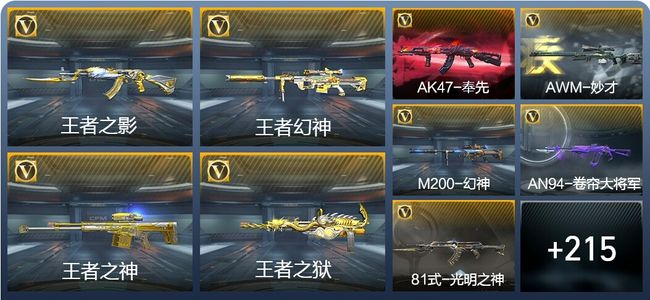 穿越火线：枪战王者V7 18王者武器 366英雄武器 6英雄角色 454万化 专家