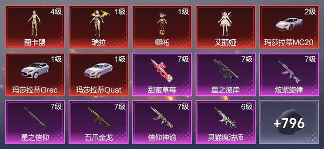 和平精英15载具 22升级枪 34粉装 14尾迹 434枪皮 350套装 194843热力 22印记 王牌