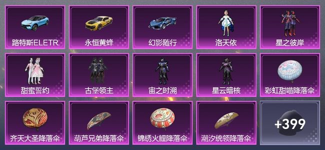 和平精英3载具 6粉装 1尾迹 235枪皮 192套装 74754热力 2印记