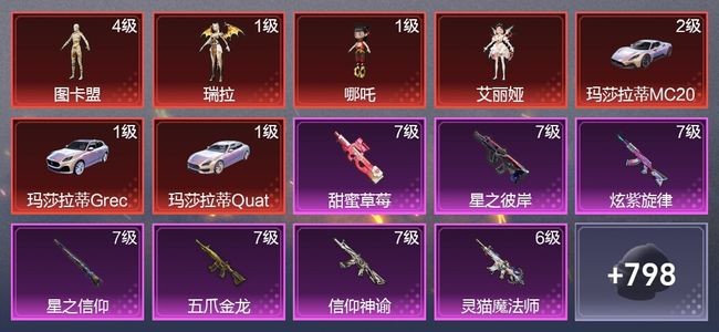 和平精英15载具 22升级枪 34粉装 14尾迹 435枪皮 351套装 19,5093热力 22印记 星钻