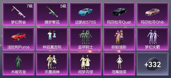 和平精英4载具 2升级枪 8粉装 2尾迹 188枪皮 148套装 6,9000热力 9印记 星钻