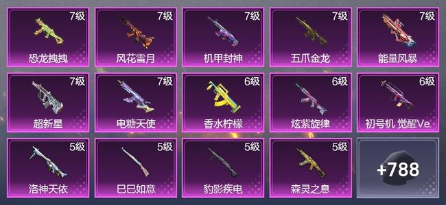 和平精英6载具 19升级枪 16粉装 8尾迹 480枪皮 321套装 160029热力 33印记 星钻