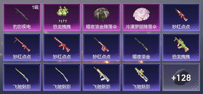 和平精英0载具 1升级枪 1粉装 0尾迹 75套装 20299热力 3印记 黄金