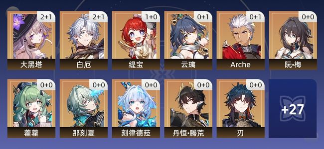 崩坏：星穹铁道41黄 25角色黄 16光锥黄 16五星角色 8五星光锥 70级 女主