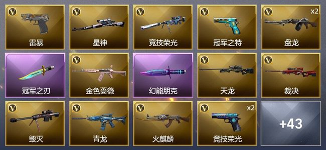 穿越火线（CF）2炫金武器 58V武器 3V角色 22皮肤 可排位