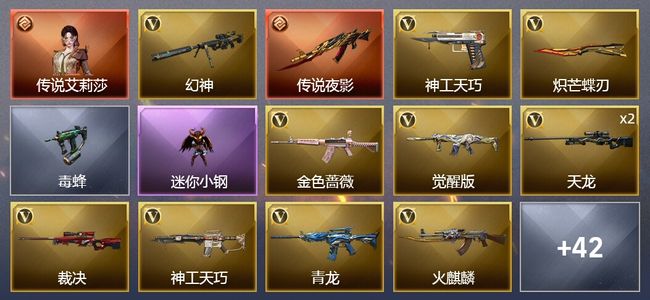 穿越火线（CF）1传说角色 1传说武器 1王者武器 1炫金武器 40V武器 4V角色 14皮肤 可排位 专家