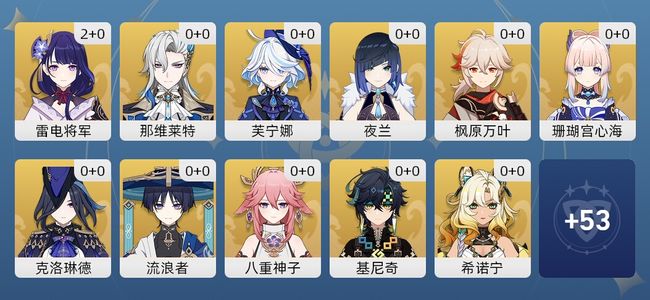 原神27黄 24角色黄 3武器黄 20五星角色 3五星武器 女主 58级