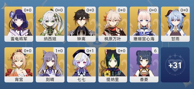 原神18黄 11角色黄 7武器黄 10五星角色 7五星武器 女主 56级