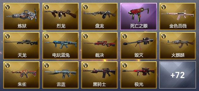 穿越火线（CF）17王者武器 7炫金武器 149V武器 39V角色 22皮肤 可排位