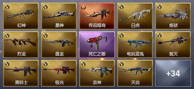 穿越火线（CF）1传说武器 2王者武器 5炫金武器 53V武器 29V角色 11皮肤 可排位