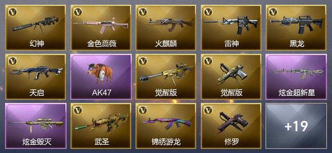 穿越火线（CF）8王者武器 2炫金武器 24V武器 32V角色 7皮肤 可排位