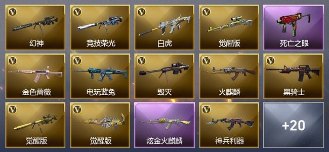 穿越火线（CF）7王者武器 1炫金武器 35V武器 9V角色 7皮肤 可排位