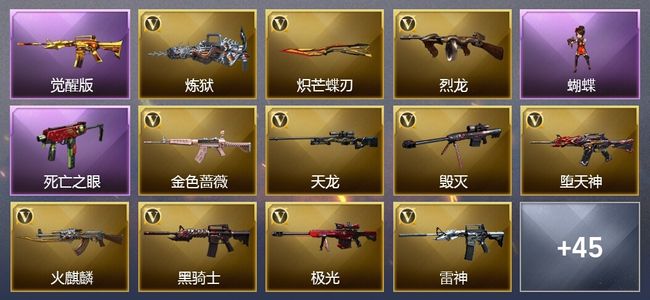 穿越火线（CF）3王者武器 5炫金武器 84V武器 42V角色 21皮肤 可排位