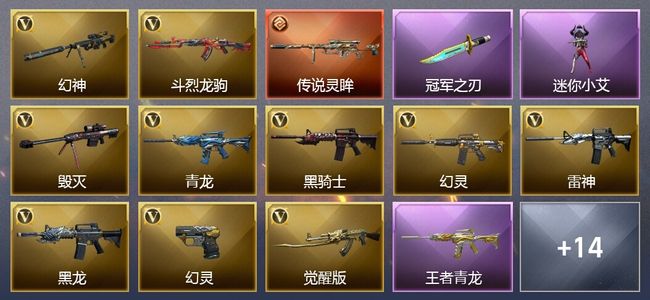 穿越火线（CF）1传说武器 3王者武器 23V武器 8V角色 5皮肤 可排位
