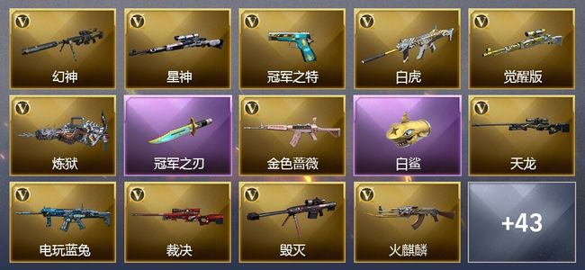 穿越火线（CF）7王者武器 68V武器 22V角色 30皮肤 可排位