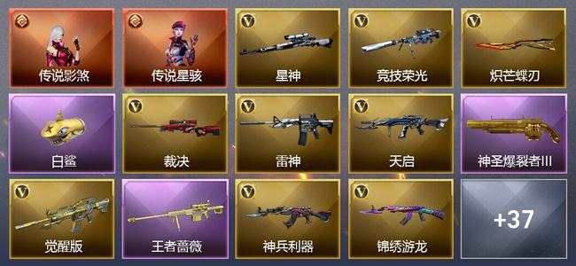 穿越火线（CF）2传说角色 0传说武器 2王者武器 0炫金武器 49V武器 23V角色 9皮肤 可排位 无