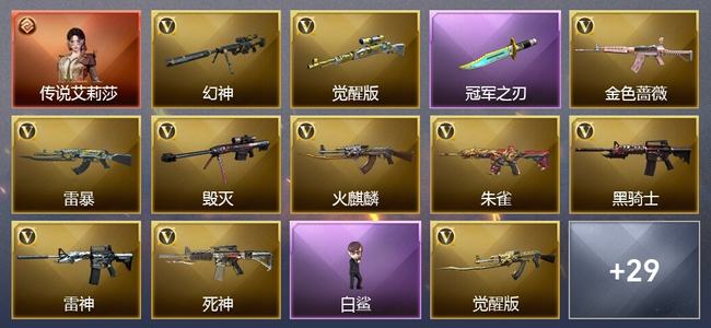 穿越火线（CF）1传说角色 0传说武器 3王者武器 0炫金武器 43V武器 15V角色 17皮肤 可排位 无