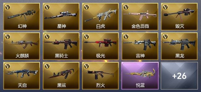 穿越火线（CF）0传说角色 0传说武器 3王者武器 3炫金武器 45V武器 16V角色 14皮肤 可排位 无