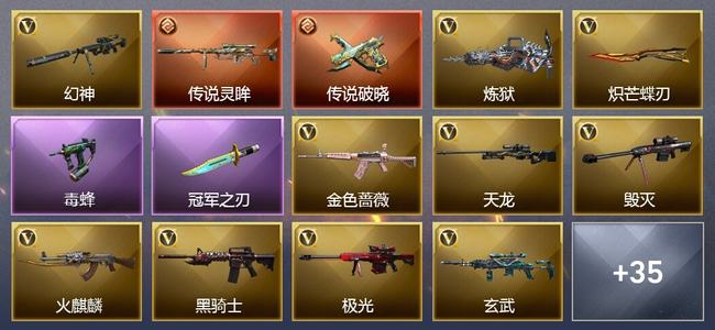 穿越火线（CF）0传说角色 2传说武器 0王者武器 0炫金武器 39V武器 18V角色 13皮肤 可排位 枪王