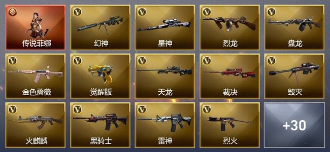 穿越火线（CF）1传说角色 1传说武器 4王者武器 4炫金武器 43V武器 13V角色 19皮肤 可排位 宗师