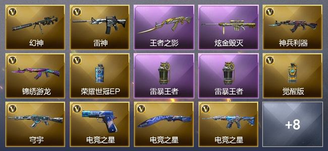 穿越火线（CF）0传说角色 0传说武器 5王者武器 1炫金武器 14V武器 20V角色 2皮肤 可排位 新锐