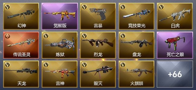 穿越火线（CF）1传说武器 20王者武器 2炫金武器 68V武器 27V角色 19皮肤 可排位