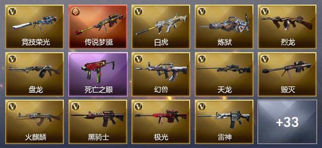 穿越火线（CF）1传说武器 6王者武器 2炫金武器 74V武器 9V角色 13皮肤 可排位