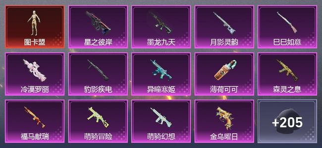 和平精英15升级枪 7粉装 6尾迹 191枪皮 128套装 61671热力 5印记