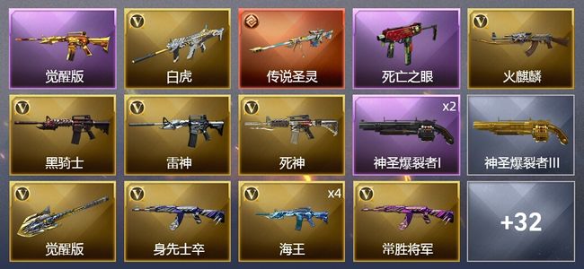 穿越火线（CF）1传说武器 1王者武器 29V武器 1V角色 12皮肤 可排位 新锐