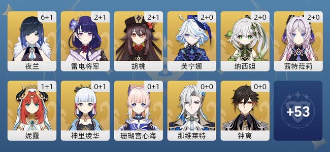 原神73黄 57角色黄 16武器黄 23五星角色 15五星武器 女主 60级