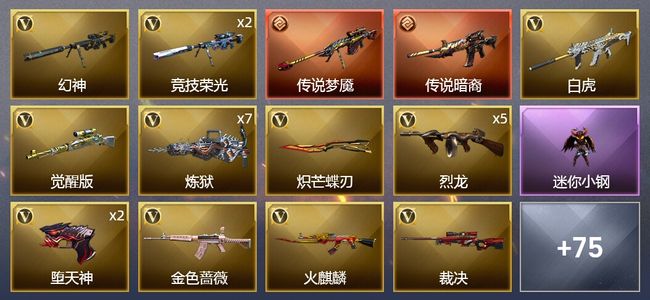 穿越火线（CF）3传说武器 3炫金武器 113V武器 6V角色 26皮肤 可排位 枪王