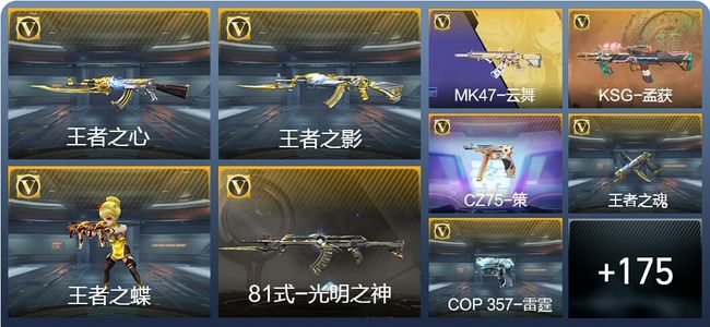 穿越火线：枪战王者V5 8王者武器 212英雄武器 5英雄角色 284万化 枪王SSS