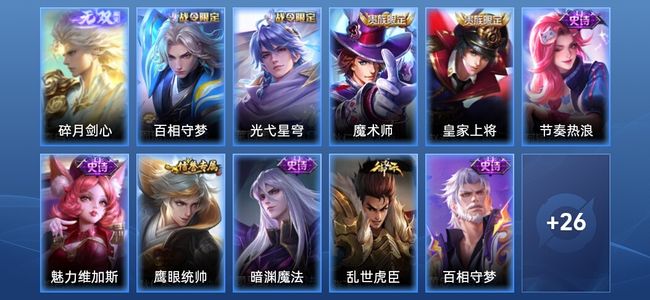 王者荣耀V6 1无双 10史诗 37皮肤 至尊星耀I