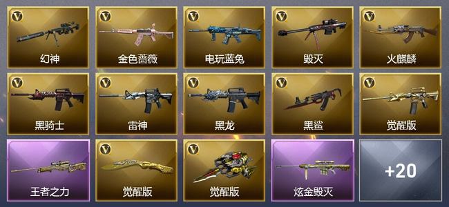 穿越火线（CF）1王者武器 1炫金武器 31V武器 14皮肤 可排位 宗师