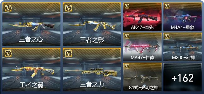 穿越火线：枪战王者V8 22王者武器 197英雄武器 8英雄角色 275万化 枪王