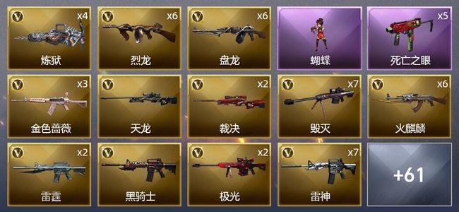 穿越火线（CF）3王者武器 6炫金武器 150V武器 5V角色 18皮肤 可排位 专家