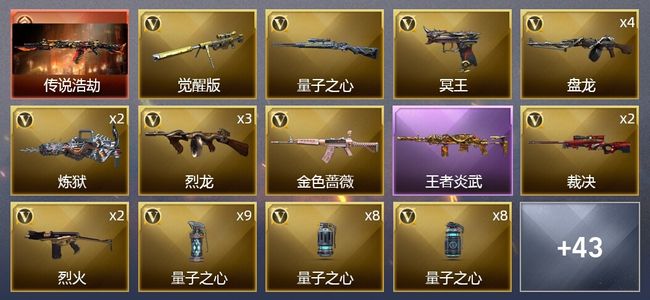 穿越火线（CF）1传说武器 4王者武器 3炫金武器 90V武器 3V角色 18皮肤 可排位 宗师