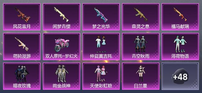 和平精英1载具 6升级枪 10粉装 156枪皮 143套装 6印记