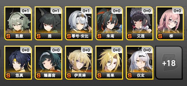 绝区零27黄 21角色黄 17S角色 6S音擎 11S邦布 男主 59