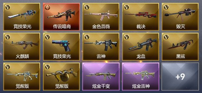 穿越火线（CF）1传说武器 2炫金武器 31V武器 7皮肤 可排位 传奇