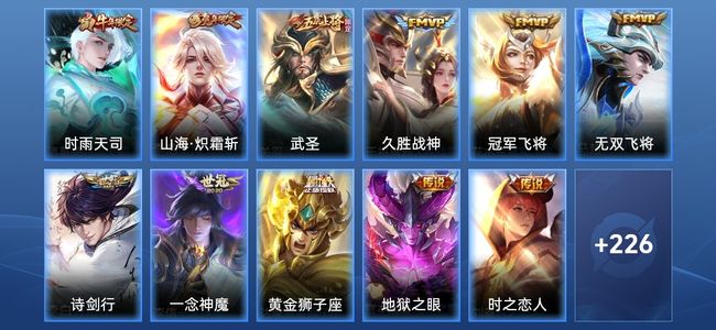 王者荣耀V7 13传说 66史诗 238皮肤 122英雄 非凡王者