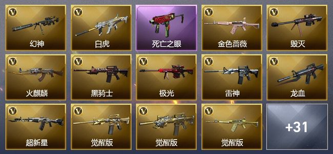 穿越火线（CF）6王者武器 2炫金武器 59V武器 24V角色 11皮肤 可排位