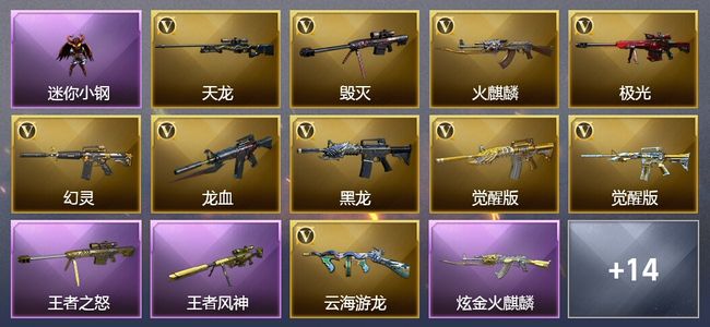 穿越火线（CF）7王者武器 1炫金武器 19V武器 15V角色 4皮肤 可排位