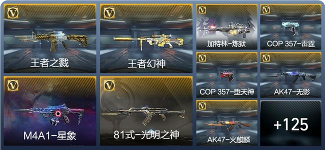 穿越火线：枪战王者V6 8王者武器 144英雄武器 291万化 新锐